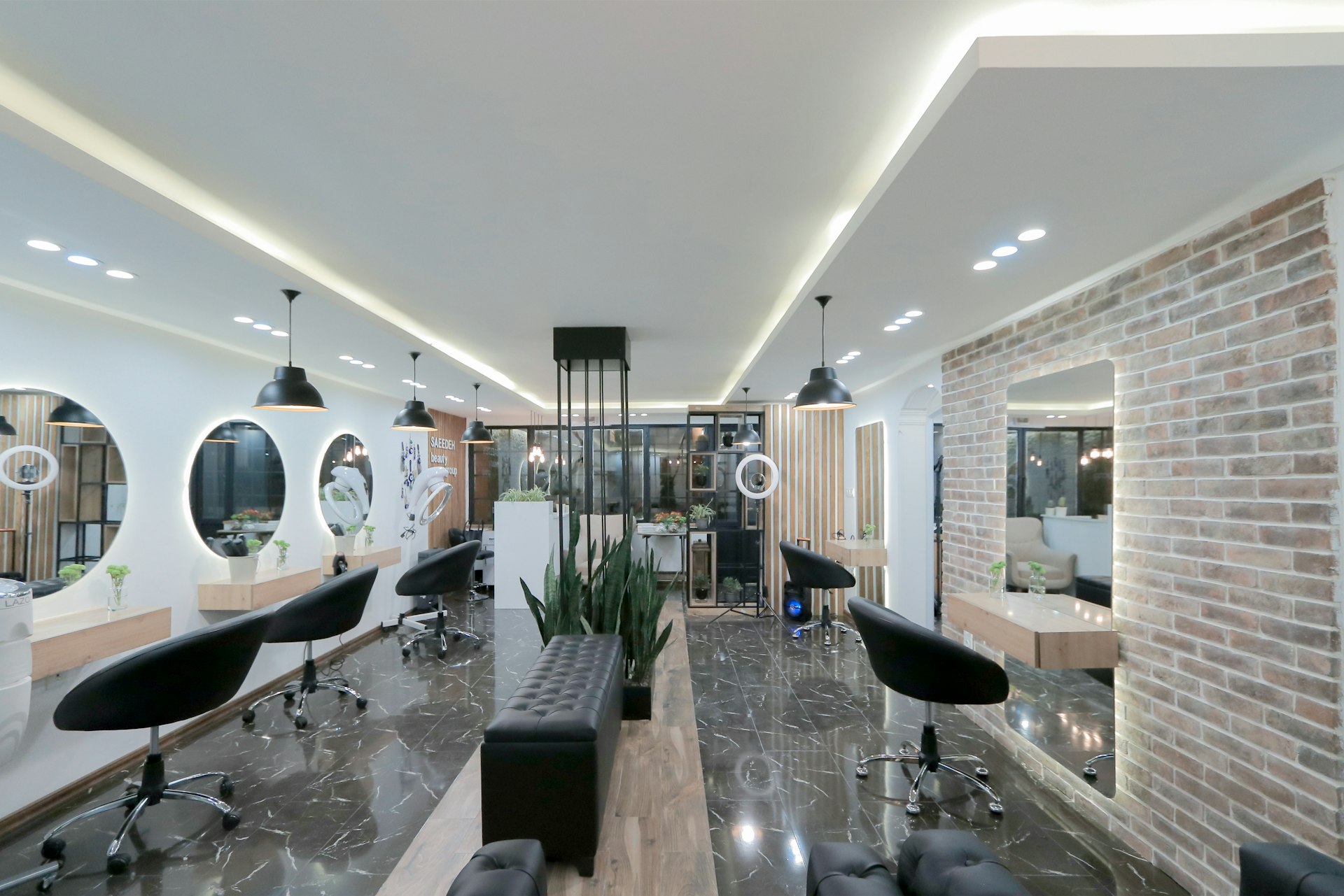Modern Salon Interior Modern luxury salon interior with styling stations